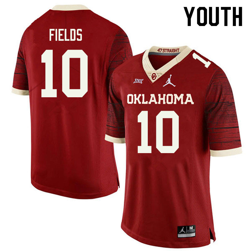 Jordan Brand Youth #10 Pat Fields Oklahoma Sooners College Football Jerseys Sale-Retro - Click Image to Close